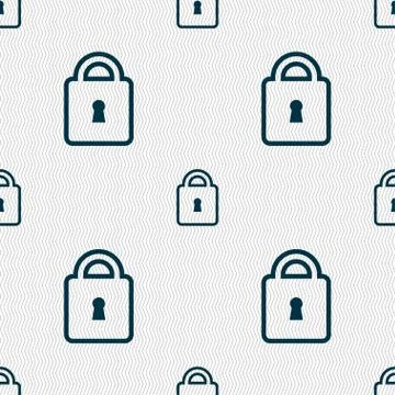 Lock icon sign. Seamless pattern with geometric texture. Vector 스톡 일러스트