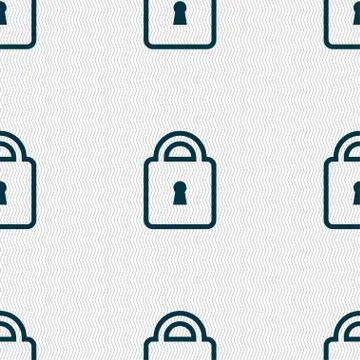 Lock icon sign. Seamless pattern with geometric texture. Stock Illustration