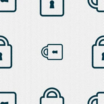 Lock icon sign. Seamless pattern with geometric texture. Illustrazione stock