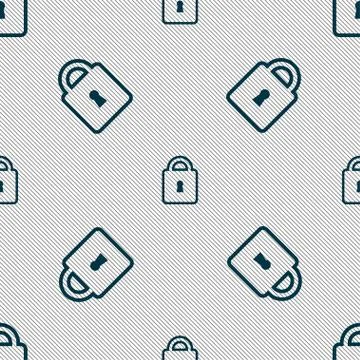 Lock icon sign. Seamless pattern with geometric texture. Illustrazione stock