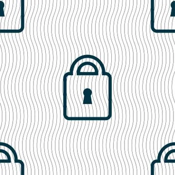 Lock icon sign. Seamless pattern with geometric texture. Stock Illustration