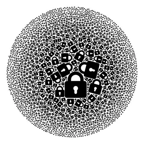 Lock Icon Spheric Cluster Collage 스톡 일러스트