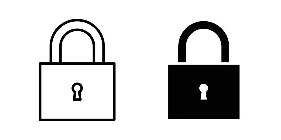 Lock icon symbol  illustration bundle in black colour Stock Illustration