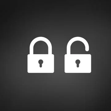 Lock Icon in trendy flat style isolated on black background. Security symbol  Stock Illustration