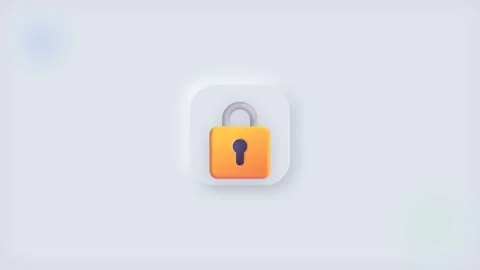 Lock icon unlocks and locks dynamically on a clean white background Vídeos de archivo 344773449