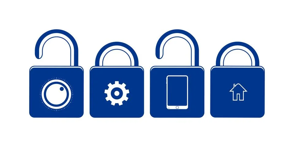 Lock icon vector set in various styles, featuring padlocks, keyholes, shield 스톡 일러스트