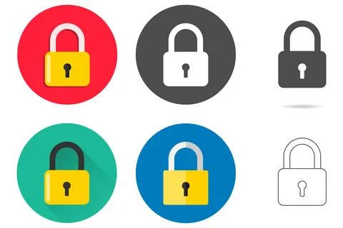 Lock icon on white background with shadow behind. Lock icon in flat design. Stock-Illustration