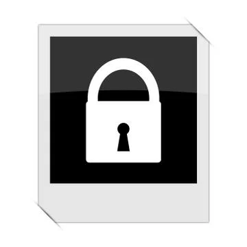 Lock icon within a photo on white background. Stock Illustration