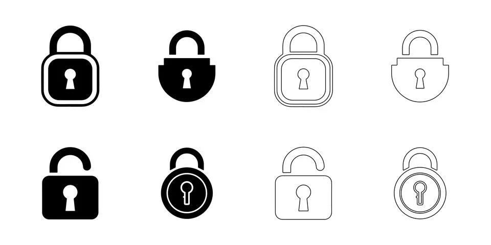 Lock Icons Set Stock Illustration