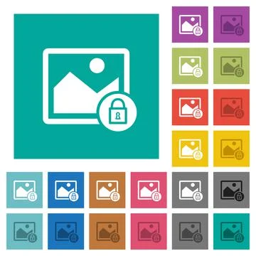 Lock image square flat multi colored icons Stock Illustration