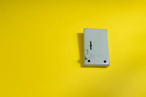 Lock to install it on the yellow background Stock Photos