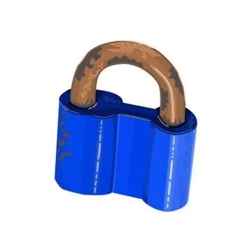 Lock isolated on white background. Old closed metal padlock. Stock Illustration