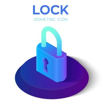 Lock Isometric Icon. 3D Isometric Lock Sign. Created For Mobile, Web, Decor,  イラスト素材