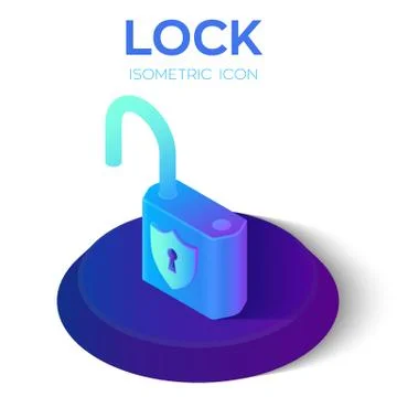 Lock Isometric Icon. 3D Isometric Lock Sign. Unlock Symbol. Created For Mobil Illustrazione stock
