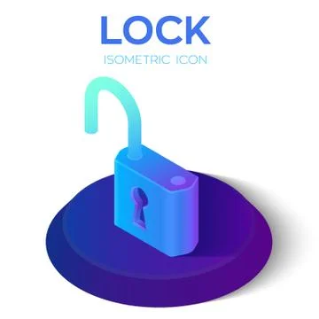 Lock Isometric Icon. 3D Isometric Lock Sign. Unlock Symbol. Created For Mobil Stock Illustration