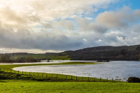 Lock Ken during a winter flood at Parton, Dumfries and Galloway, Scotland Stock Photos
