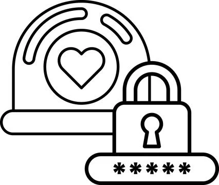 A lock with a key and a heart on top of it Stock Illustration
