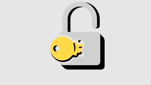 A lock with a key, closed and then opened, graphic animation. Colored Stock Footage 297498833