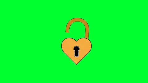 Lock key green screen animation. Open lock with a key and Unlocking closed lo Stock Footage 201641277