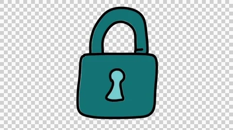 Lock key icon cartoon hand drawn illustration animation sketch with transparent  Stock Footage 44786243