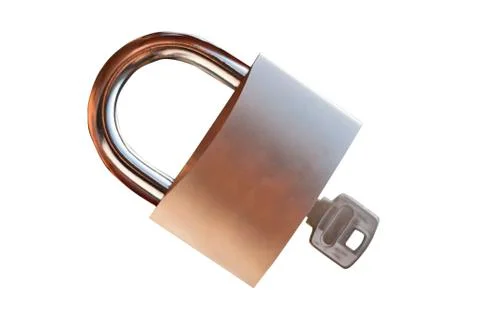 Lock with key isolated Stock Photos
