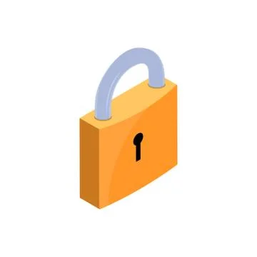 Lock key isometric icon. Padlock data business privacy unlock access icon Stockillustratie