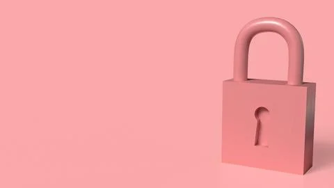 The Lock key on pink color background for security concept 3d rendering, 스톡 일러스트