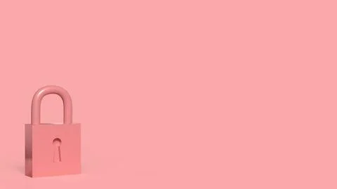 The Lock key on pink color background for security concept 3d rendering, 写真素材
