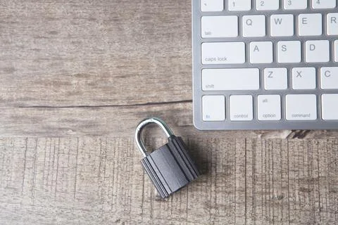 Lock on the keyboard. cyber security concept Stock Photos