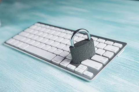 Lock on the keyboard. cyber security concept Stock Photos