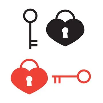 Lock keyhole and keys set. Key and lock line Illustrazione stock