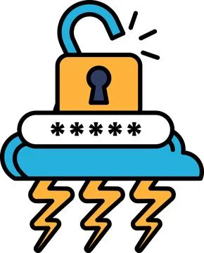 A lock with a keyhole and a password written on it Stock Illustration