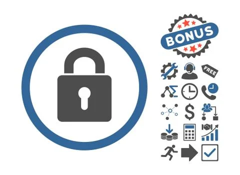 Lock Keyhole Flat Vector Icon With Bonus Stockillustratie