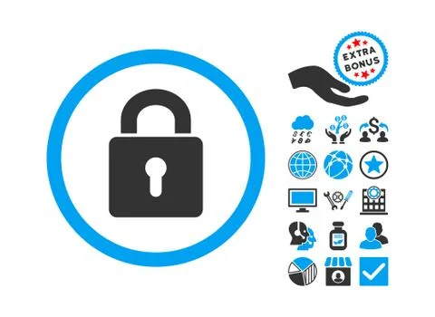 Lock Keyhole Flat Vector Icon With Bonus Stock Illustration