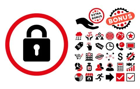 Lock Keyhole Flat Vector Icon with Bonus Stockillustratie