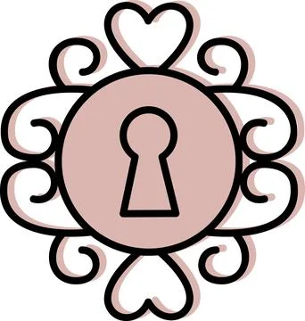 Lock keyhole surrounded by heart pattern ornaments 스톡 일러스트