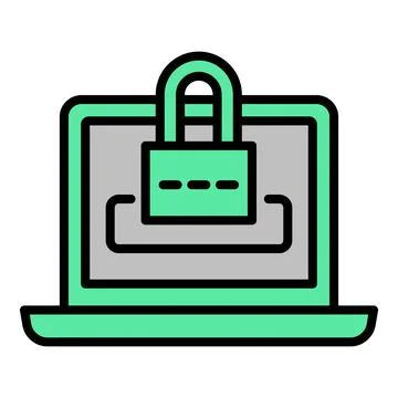 Lock laptop icon outline vector. Fraud dos Stock Illustration