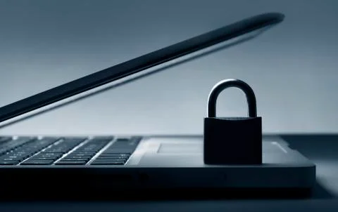 Lock on laptop keyboard Stock Photos