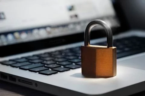 Lock on laptop Stock Photos