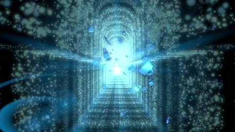 Lock light glow stroke neon flicker particle loop animation Stock Footage 152922442