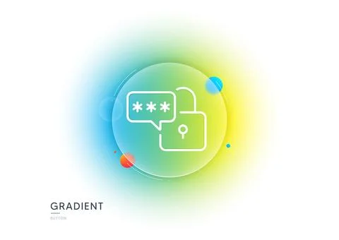 Lock line icon. Padlock password sign. Gradient blur button. Vector Illustrazione stock