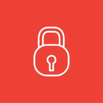 Lock Line Icon On Red Background. Red Flat Style Vector Illustration Illustrazione stock