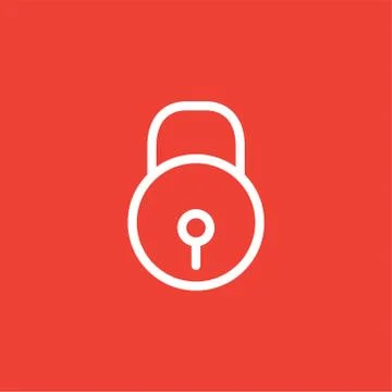 Lock Line Icon On Red Background. Red Flat Style Vector Illustration Stock Illustration