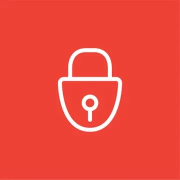 Lock Line Icon On Red Background. Red Flat Style Vector Illustration Illustrazione stock