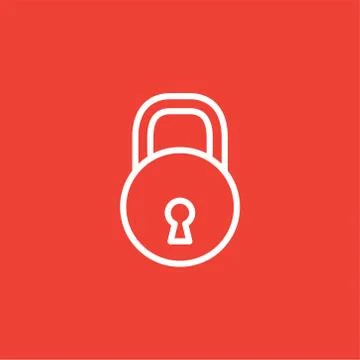 Lock Line Icon On Red Background. Red Flat Style Vector Illustration Illustrazione stock