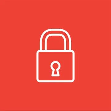 Lock Line Icon On Red Background. Red Flat Style Vector Illustration Illustrazione stock