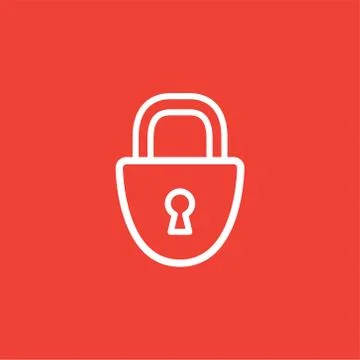 Lock Line Icon On Red Background. Red Flat Style Vector Illustration Illustrazione stock