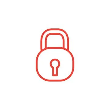 Lock Line Red Icon On White Background. Red Flat Style Vector Illustration. Illustrazione stock