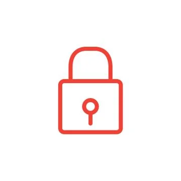 Lock Line Red Icon On White Background. Red Flat Style Vector Illustration. Illustrazione stock