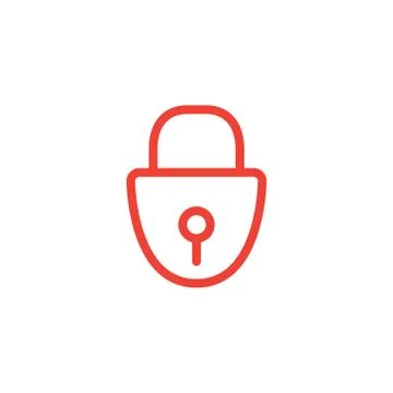 Lock Line Red Icon On White Background. Red Flat Style Vector Illustration. イラスト素材
